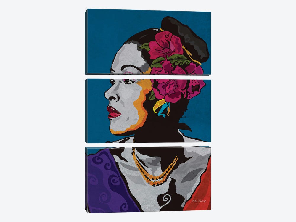 Billie Holiday by Edú Marron 3-piece Canvas Wall Art
