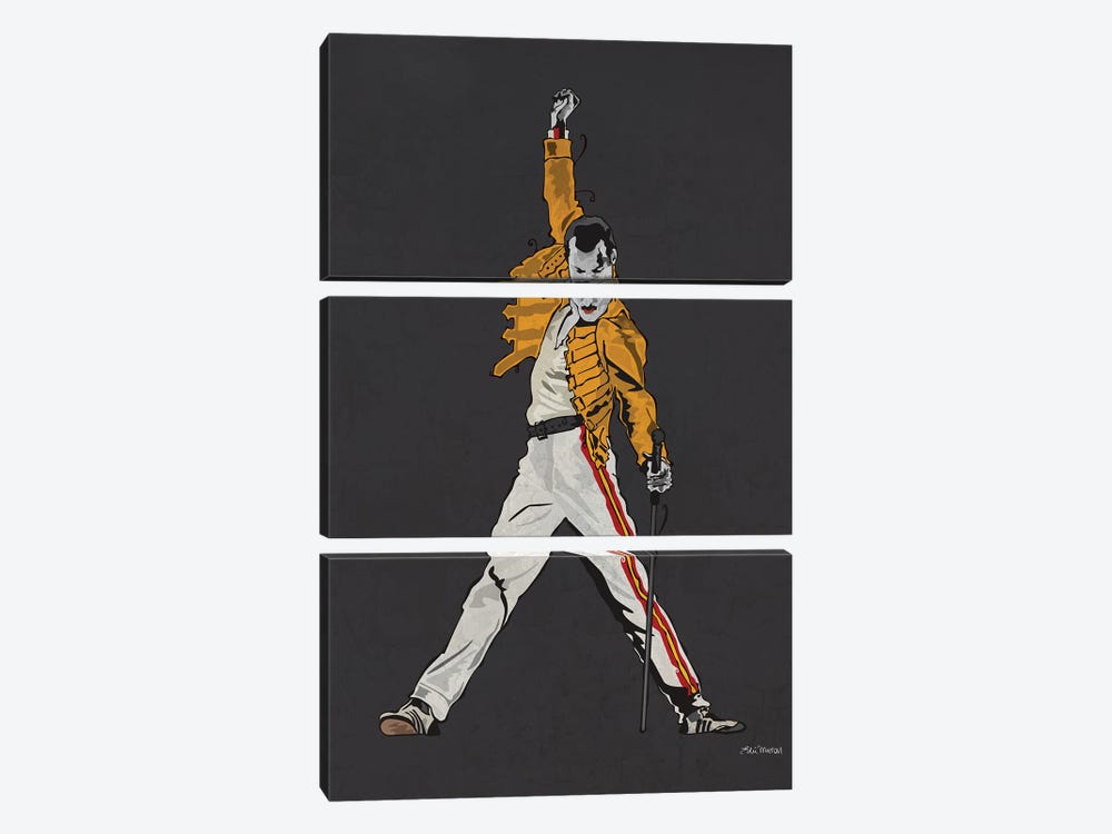 Freddie Mercury by Edú Marron 3-piece Canvas Print