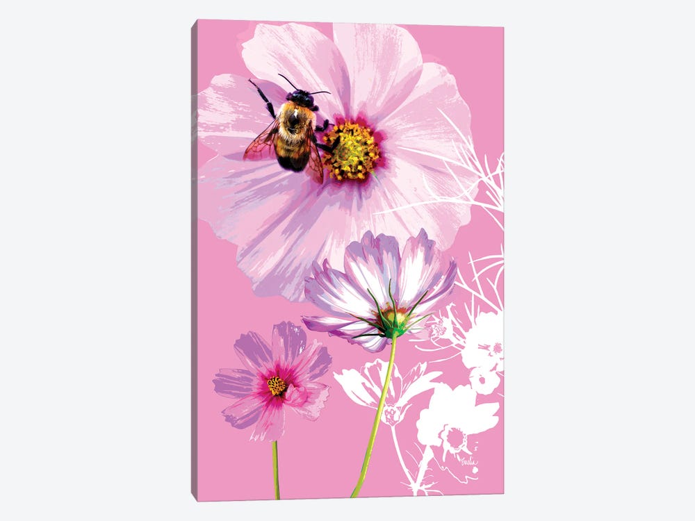Bee On Cosmos by Evelia Designs 1-piece Canvas Wall Art