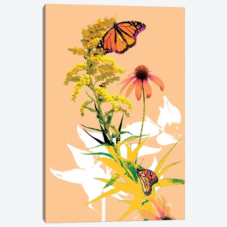 Monarchs On Golden Rod I Canvas Print #EVD32} by Evelia Designs Art Print