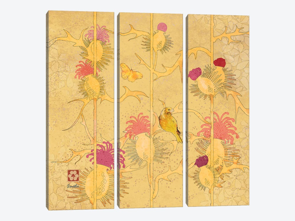 Gold Finch Thistles by Evelia Designs 3-piece Art Print