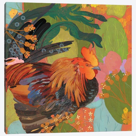 Mexican Rooster Canvas Print #EVD40} by Evelia Designs Canvas Artwork