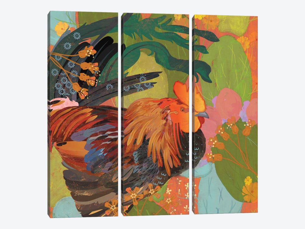 Mexican Rooster by Evelia Designs 3-piece Canvas Print
