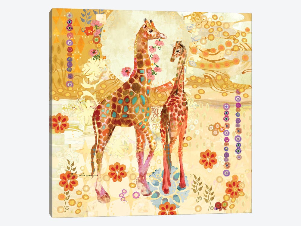 Giraffes In The Garden by Evelia Designs 1-piece Canvas Art