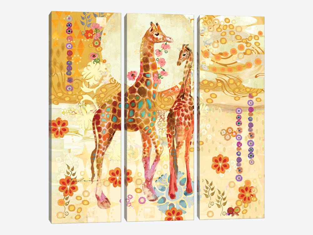 Giraffes In The Garden by Evelia Designs 3-piece Canvas Wall Art