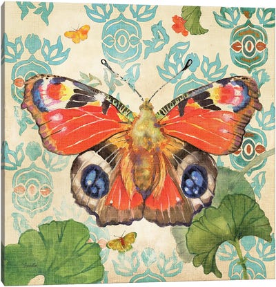 European Peacock Butterfly Canvas Art Print - Bohemian Décor