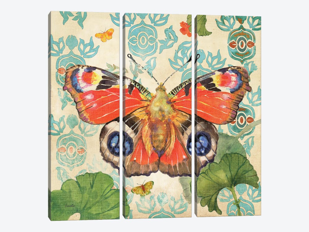 European Peacock Butterfly by Evelia Designs 3-piece Canvas Print