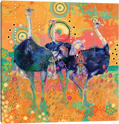 Three Ostrich Canvas Art Print - Evelia Designs