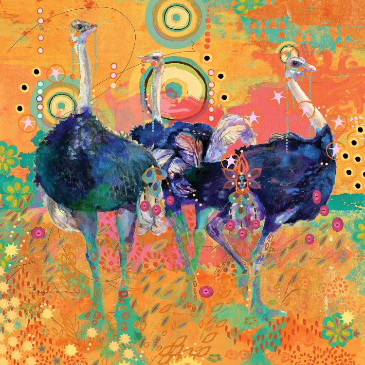 Three Ostrich by Evelia Designs wall art