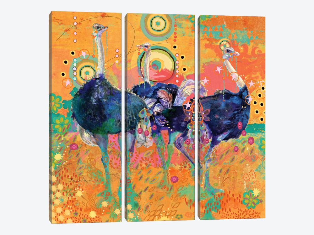 Three Ostrich by Evelia Designs 3-piece Canvas Art