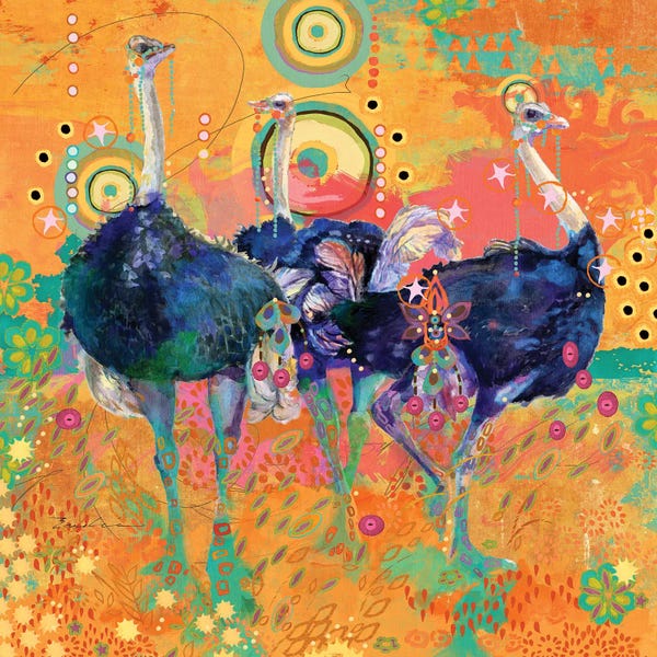 Ostriches: Three Ostrich by Evelia Designs