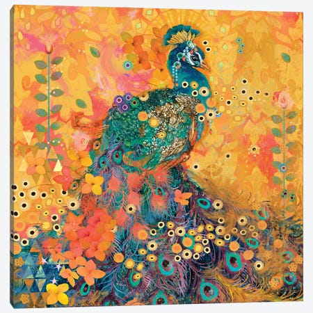 Afrikarma Peacock Canvas Print #EVD48} by Evelia Designs Canvas Wall Art