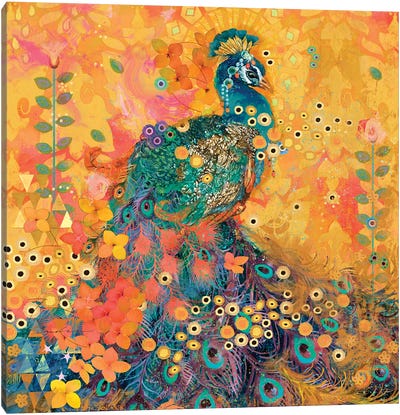 Afrikarma Peacock Canvas Art Print - Indian Décor