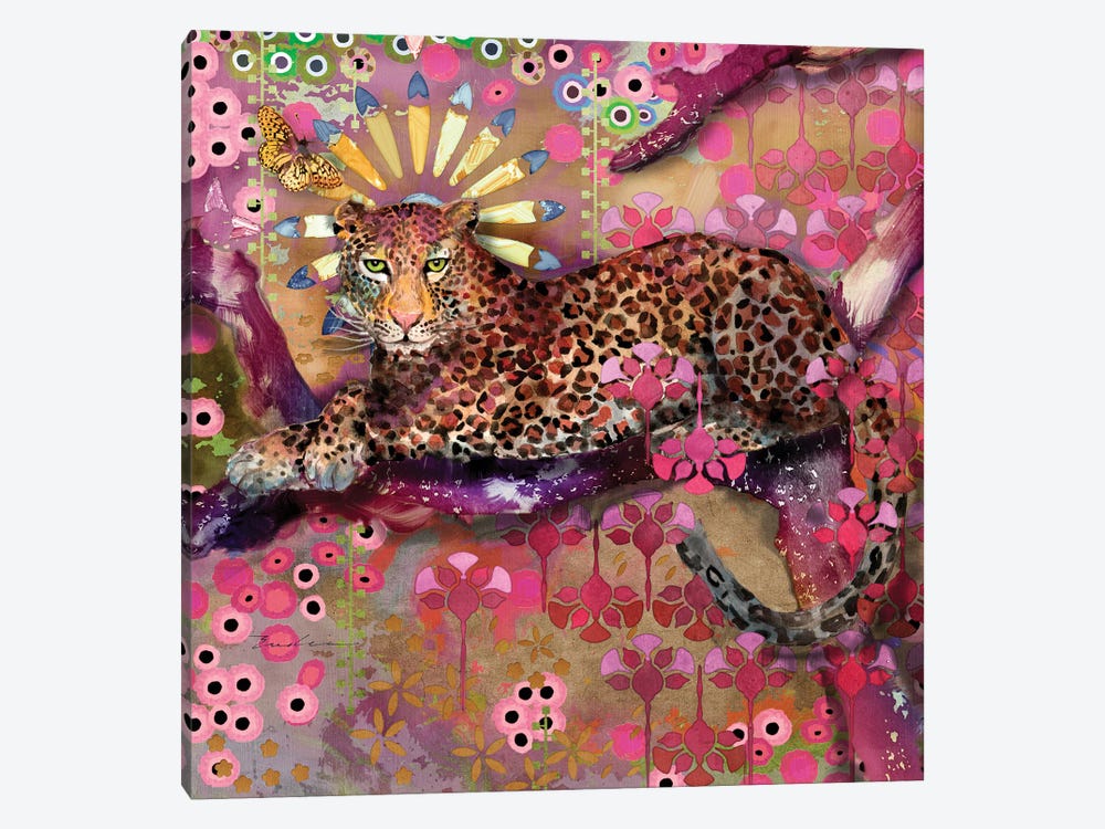 Leopard And Butterfly by Evelia Designs 1-piece Canvas Art Print