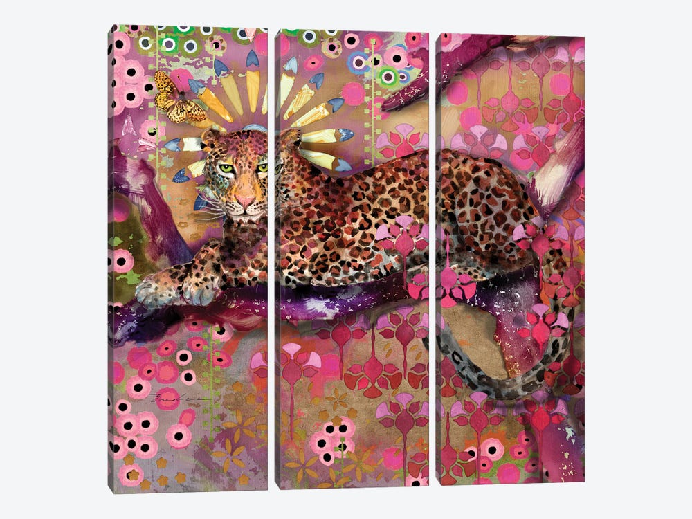 Leopard And Butterfly by Evelia Designs 3-piece Art Print