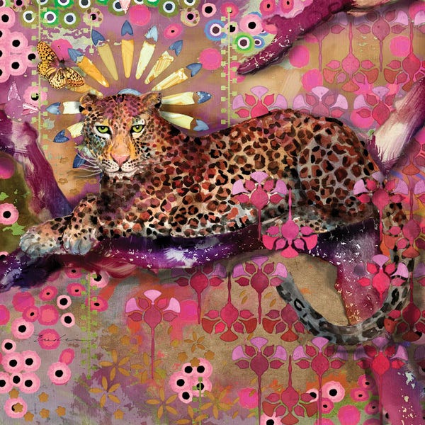 Butterflies and Flowers: Leopard And Butterfly by Evelia Designs