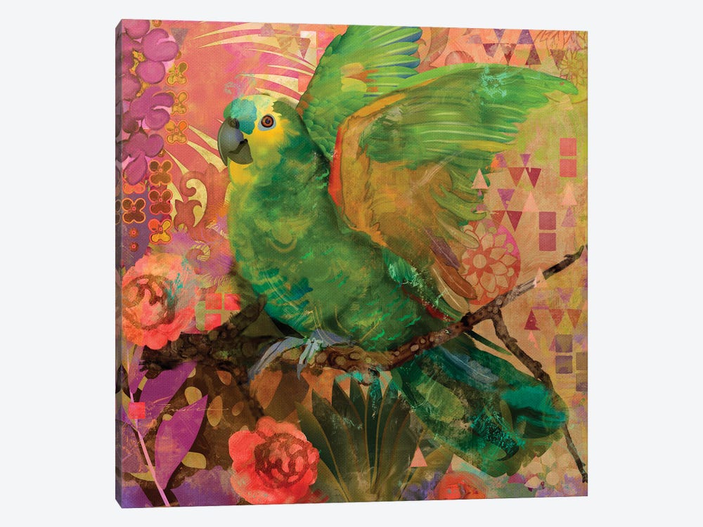 Great Green Parrots by Evelia Designs 1-piece Canvas Art