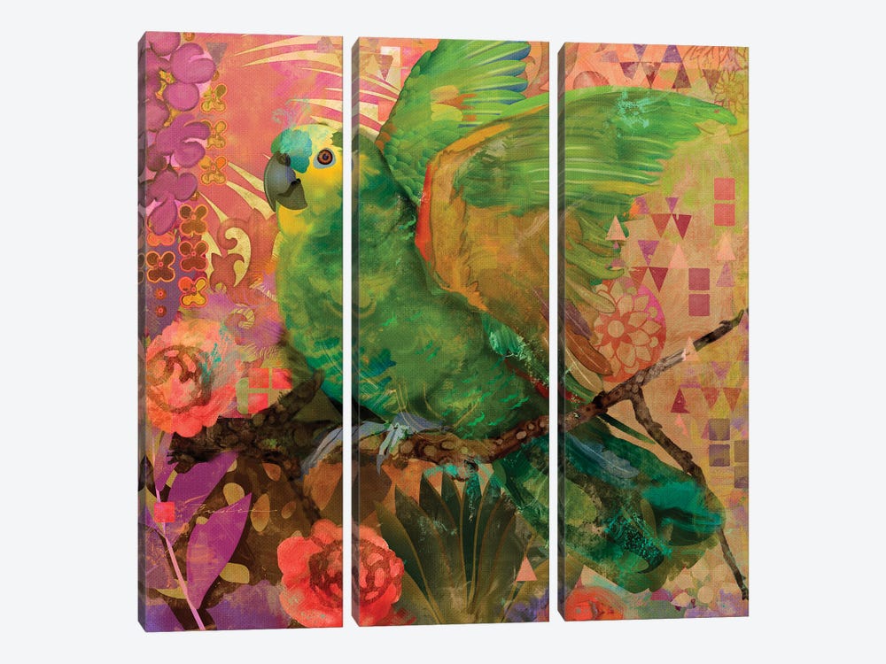 Great Green Parrots by Evelia Designs 3-piece Canvas Art