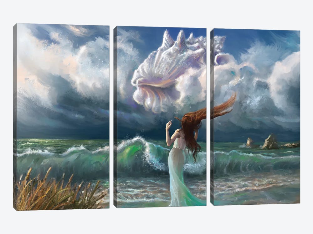 Dreaming Of The Sea by Anastasia Evgrafova 3-piece Canvas Print