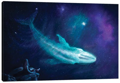 Into The Space Canvas Art Print - Humpback Whale Art