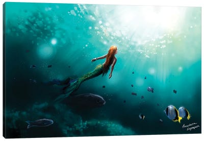 Towards The Light Canvas Art Print - Mermaid Art
