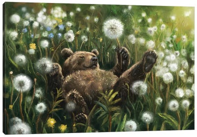 Summer Bliss Canvas Art Print - Brown Bear Art