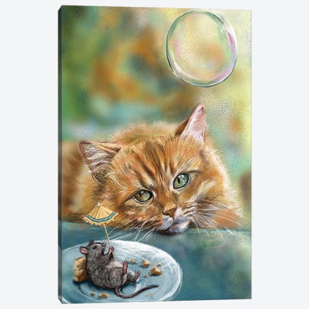 Dreamy Cat Canvas Print #EVF40} by Anastasia Evgrafova Canvas Wall Art