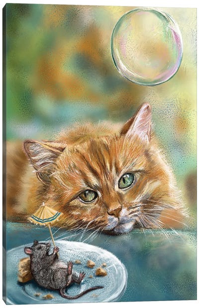 Dreamy Cat Canvas Art Print - Mouse Art