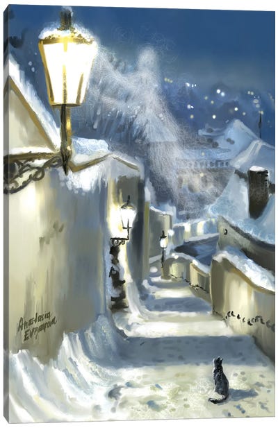 The Ghost Of Winter Prague Canvas Art Print - Anastasia Evgrafova