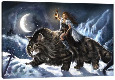 Cat Rider Canvas Art Print - Anastasia Evgrafova