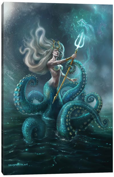 Queen Of Seas Canvas Art Print - Mythological Figures