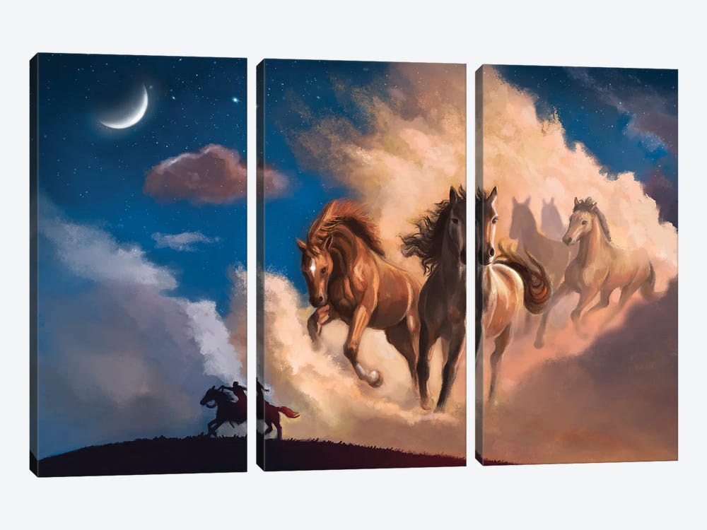 Celestial Herd by Anastasia Evgrafova 3-piece Canvas Art Print