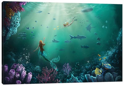 Enchanted Bay Canvas Art Print - Coral Art