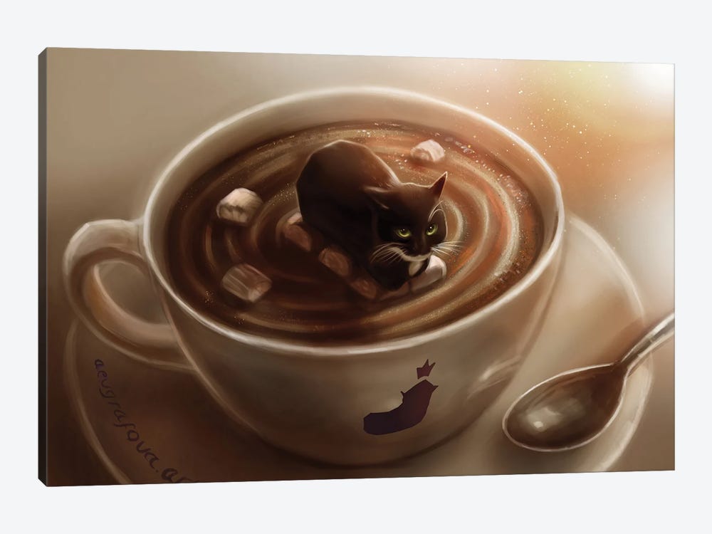 Maxwell The Coffee Cat by Anastasia Evgrafova 1-piece Art Print