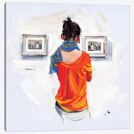 Bright Girl And Monochrome Of Morandi Canvas Print #EVG3} by Evgeniy Monahov Canvas Artwork