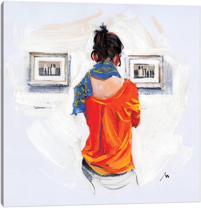 Bright Girl And Monochrome Of Morandi Canvas Art Print