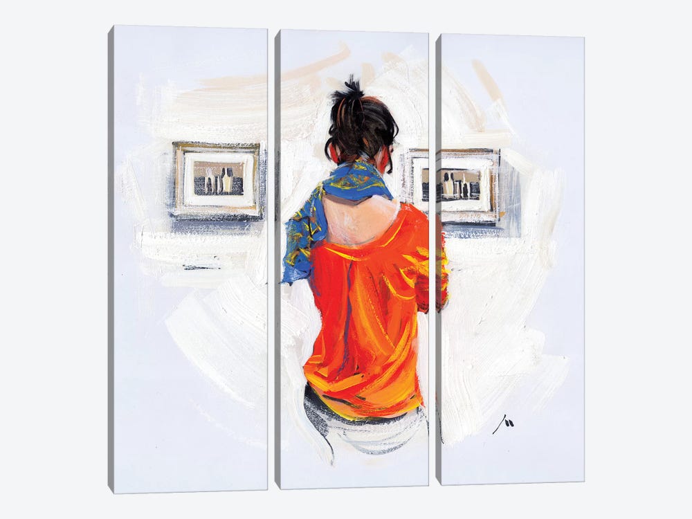Bright Girl And Monochrome Of Morandi by Evgeniy Monahov 3-piece Canvas Artwork