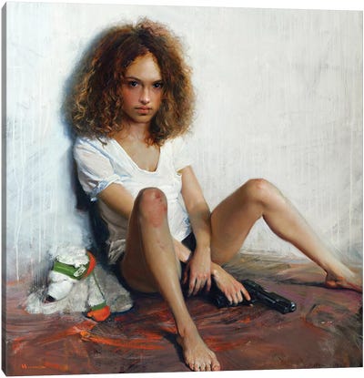 Girl With A Gun Canvas Art Print - Evgeniy Monahov