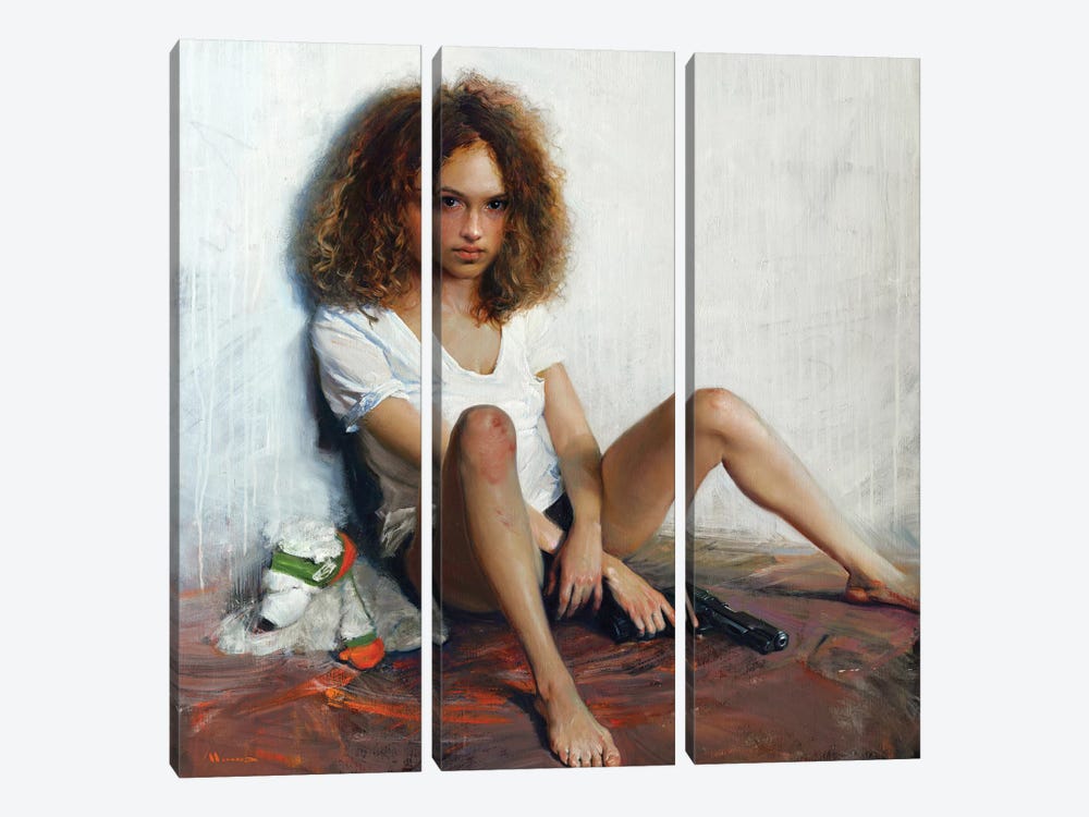 Girl With A Gun 3-piece Canvas Print