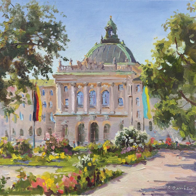 Palace Of Justice, Munich, Germany by Evgeniia Mekhova wall art