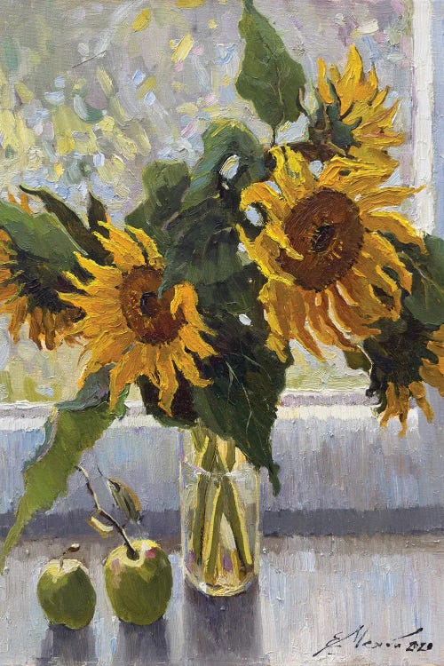 Sunflowers With Apples by Evgeniia Mekhova wall art