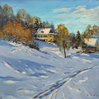 Winter Landscape by Evgeniia Mekhova framed canvas print