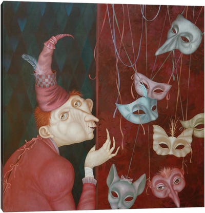 Masks Canvas Art Print - Clown Art