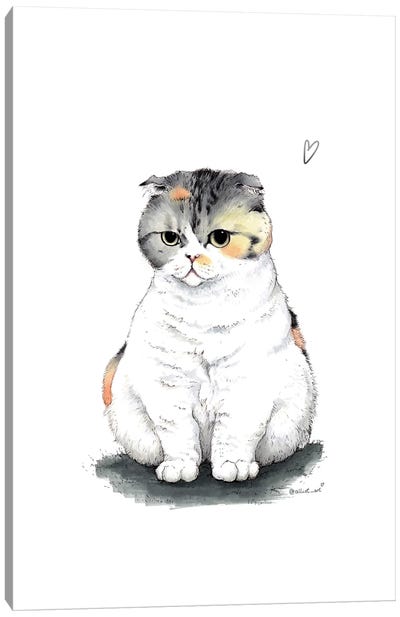 Cleo Canvas Art Print - Calico Cat Art
