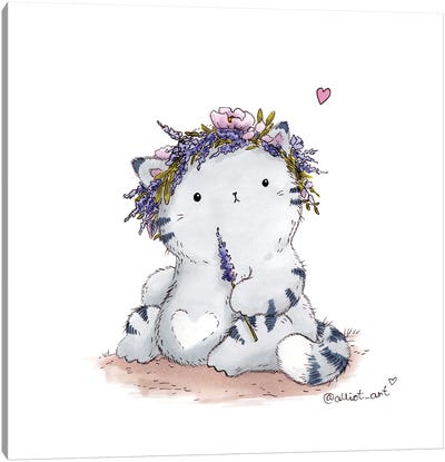 Mr. Pie: Lavender Wreath Canvas Art Print - Art Gifts for Kids & Teens