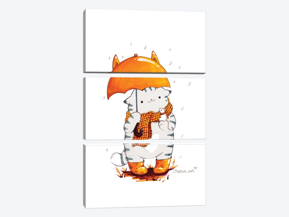 Mr. Pie: Umbrella by Evgeniya Kartavaya 3-piece Canvas Print