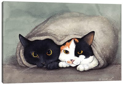 Warm Blanket Canvas Art Print - Cat Art