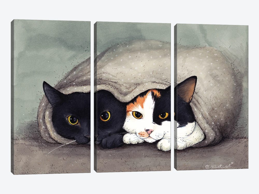 Warm Blanket by Evgeniya Kartavaya 3-piece Canvas Art Print