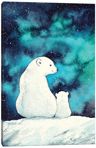 White Bears Canvas Art Print - Polar Bear Art