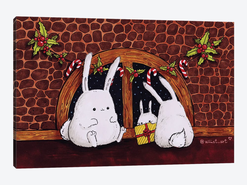 Christmas Bunnies by Evgeniya Kartavaya 1-piece Canvas Art Print